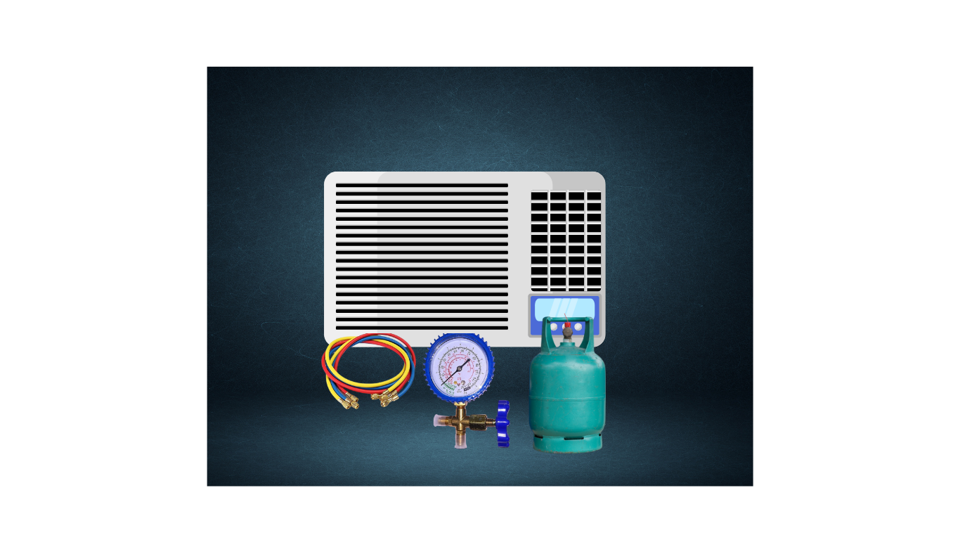 Window AC Gas Refilling Illustration